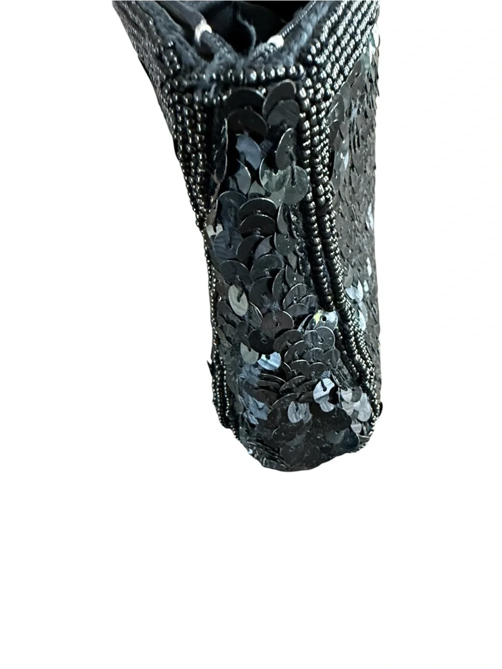 Vintage Joan Bari Black Sequin Beaded Slouchy Clutch/evening Bag